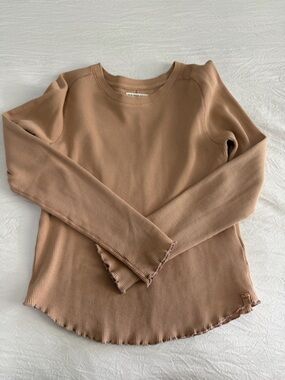 We The Free waffle-knit long sleeve top in beige